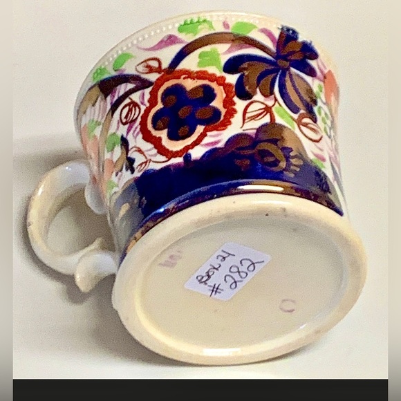 1800s Vintage Gaudy Welsh Pink Copper Lustre Sunflower Pattern Child’s Cup - Picture 9 of 10